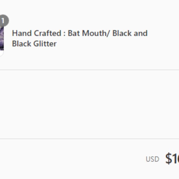 Love Pain and Stitches Bat Mouth Black and Black Glitter Handcrafted LPS - Picture 2 of 2